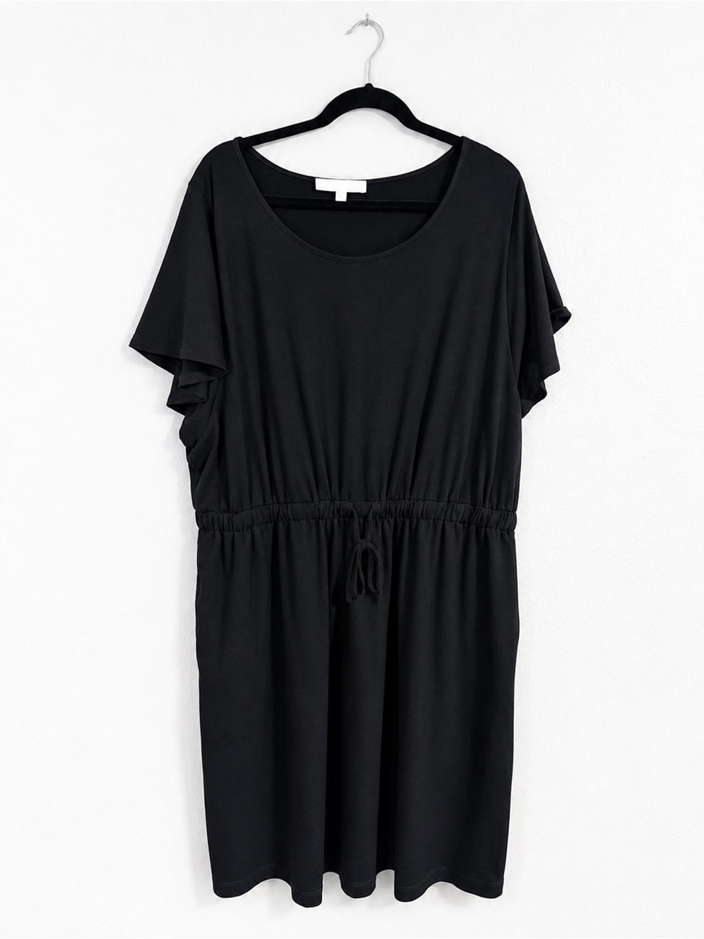 Adyson Parker Black Drawstring-Waist Tee Dress